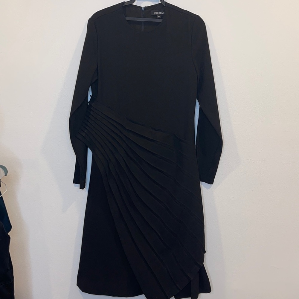 Weekend | black midi dress with pleating detail